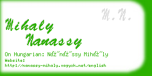 mihaly nanassy business card